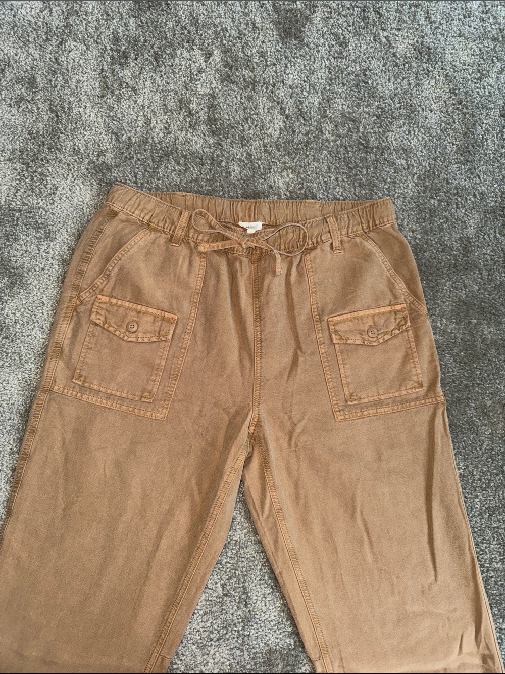 AERIE Casual Drawstring Cargo Pants in Caramel Brown
